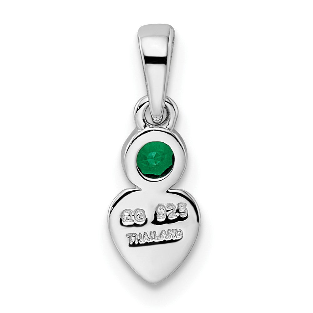 FJC Finejewelers 925 Sterling Silver Birthstone Rhodium Plated Lab Created Emerald Heart Charm 17 x 5 mm