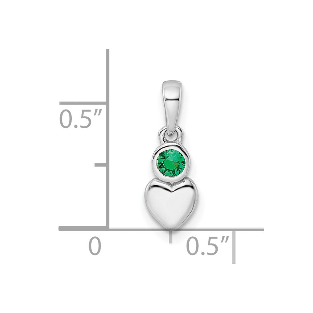 FJC Finejewelers 925 Sterling Silver Birthstone Rhodium Plated Lab Created Emerald Heart Charm 17 x 5 mm