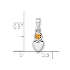 FJC Finejewelers 925 Sterling Silver Birthstone Rhodium Plated Polished Citrine Heart Charm 17 x 5 mm
