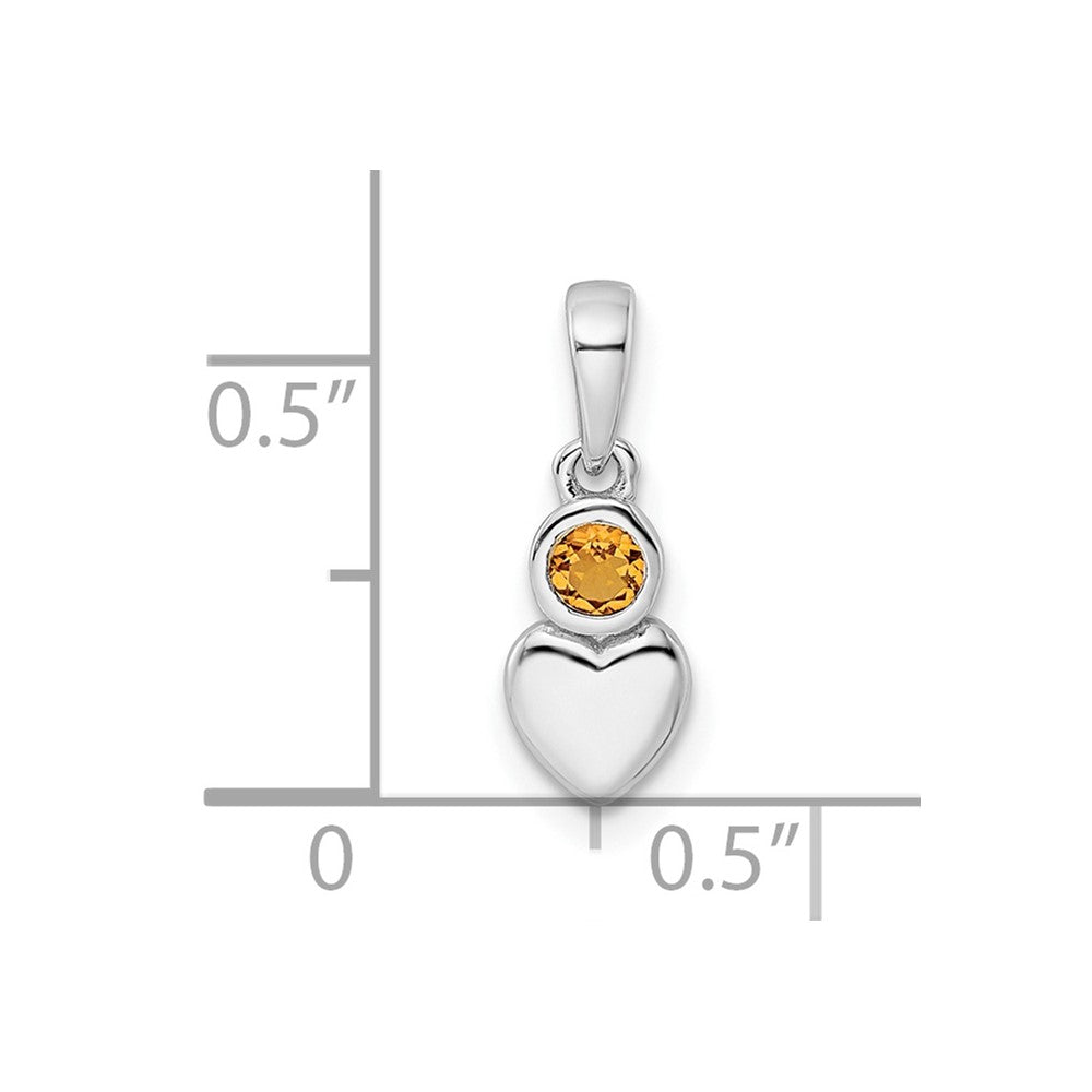 FJC Finejewelers 925 Sterling Silver Birthstone Rhodium Plated Polished Citrine Heart Charm 17 x 5 mm