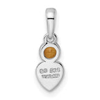 FJC Finejewelers 925 Sterling Silver Birthstone Rhodium Plated Polished Citrine Heart Charm 17 x 5 mm