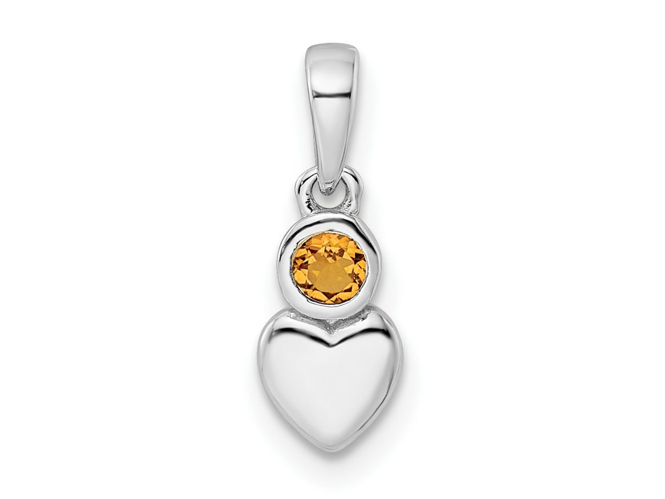 FJC Finejewelers 925 Sterling Silver Birthstone Rhodium Plated Polished Citrine Heart Charm 17 x 5 mm