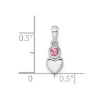 FJC Finejewelers 925 Sterling Silver Birthstone  Polished Pink Tourmaline Heart Charm 17 x 5 mm