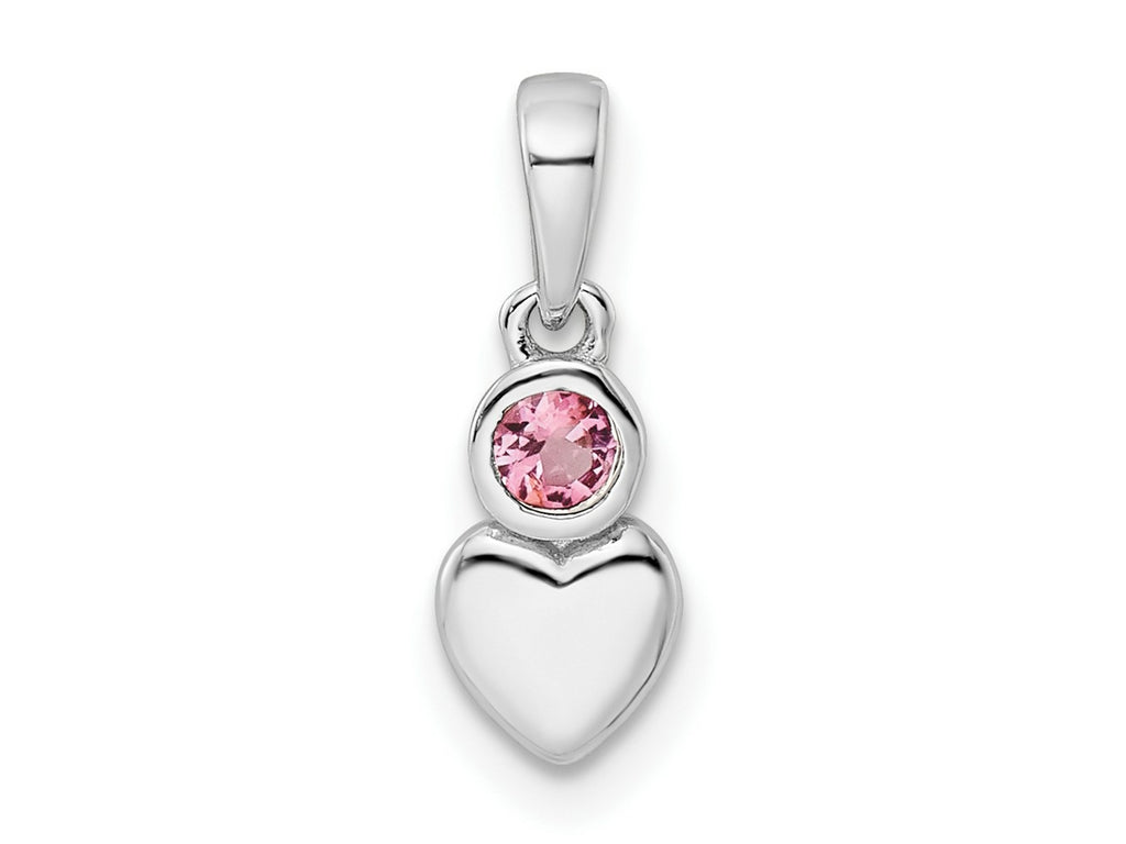 FJC Finejewelers 925 Sterling Silver Birthstone  Polished Pink Tourmaline Heart Charm 17 x 5 mm