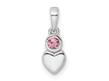 FJC Finejewelers 925 Sterling Silver Birthstone  Polished Pink Tourmaline Heart Charm 17 x 5 mm