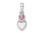 FJC Finejewelers 925 Sterling Silver Birthstone  Polished Pink Tourmaline Heart Charm 17 x 5 mm