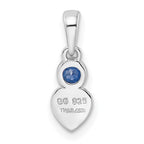 FJC Finejewelers 925 Sterling Silver Birthstone Rhodium Plated Lab Created Sapphire Heart Charm 17 x 5 mm