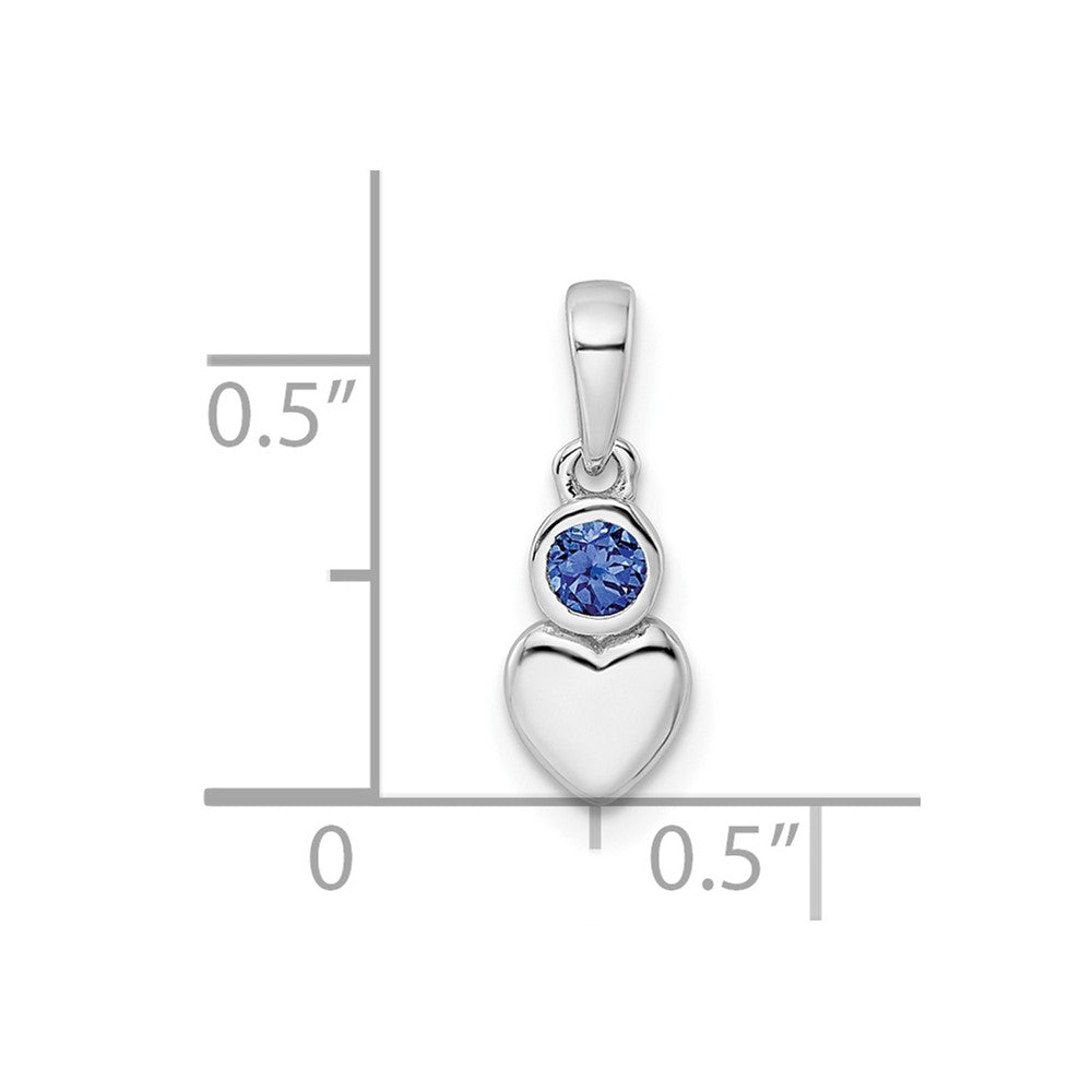 FJC Finejewelers 925 Sterling Silver Birthstone Rhodium Plated Lab Created Sapphire Heart Charm 17 x 5 mm