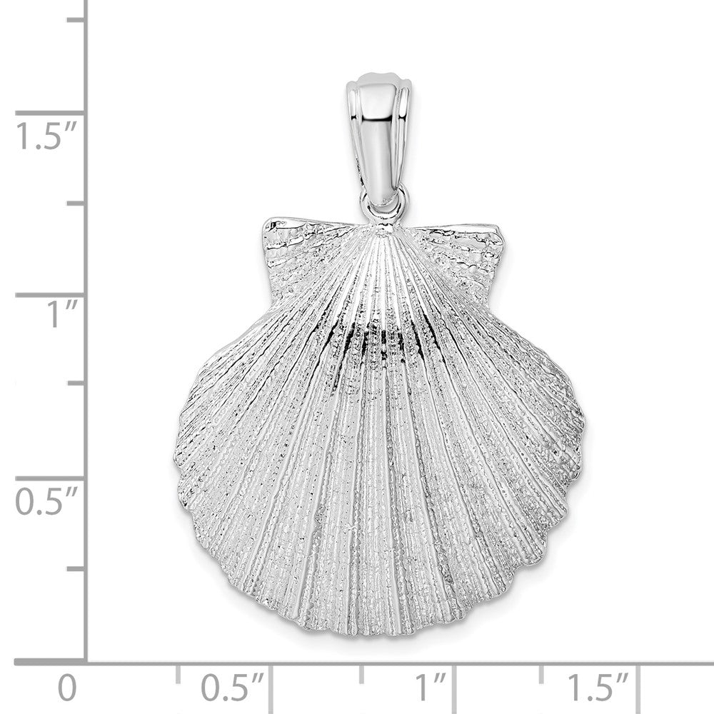 FJC Finejewelers 925 Sterling Silver Rhodium Plated Polished/Textured Shell Charm 38 x 27 mm