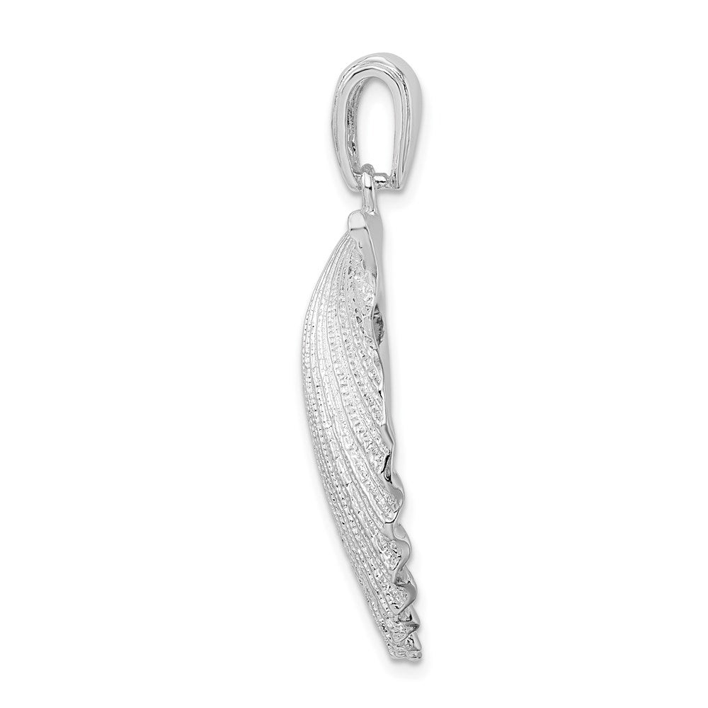 FJC Finejewelers 925 Sterling Silver Rhodium Plated Polished/Textured Shell Charm 38 x 27 mm