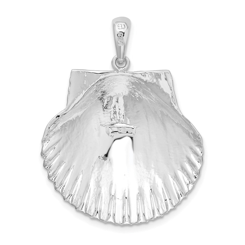 FJC Finejewelers 925 Sterling Silver Rhodium Plated Polished/Textured Scallop Shell Charm 34 x 26 mm