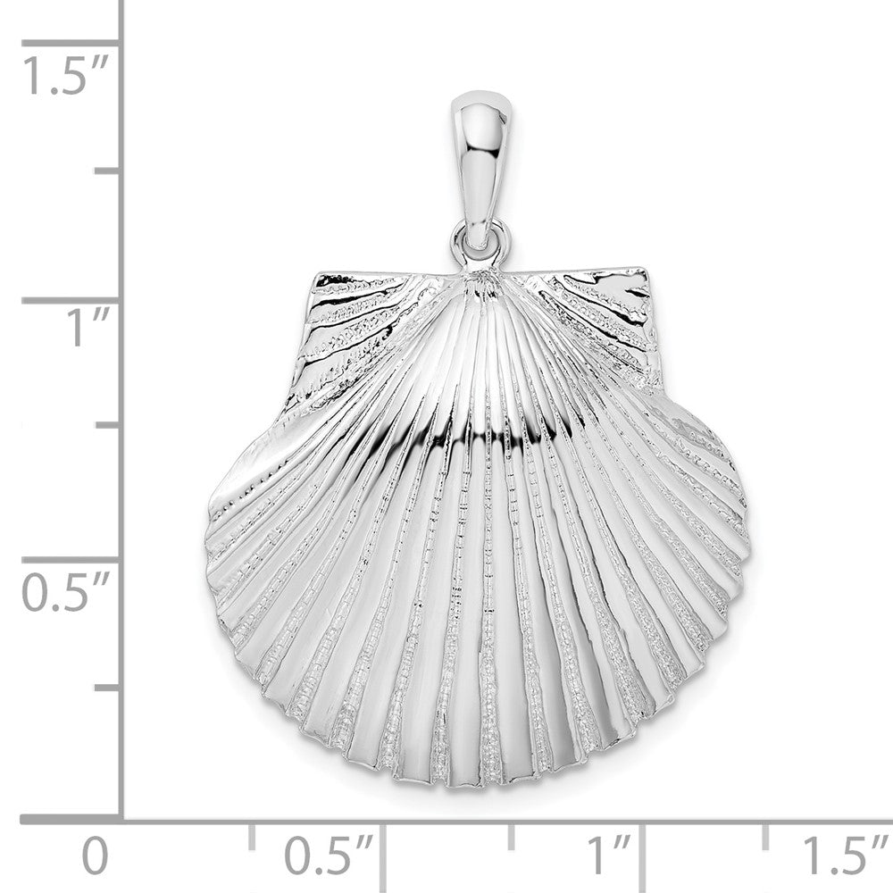 FJC Finejewelers 925 Sterling Silver Rhodium Plated Polished/Textured Scallop Shell Charm 34 x 26 mm