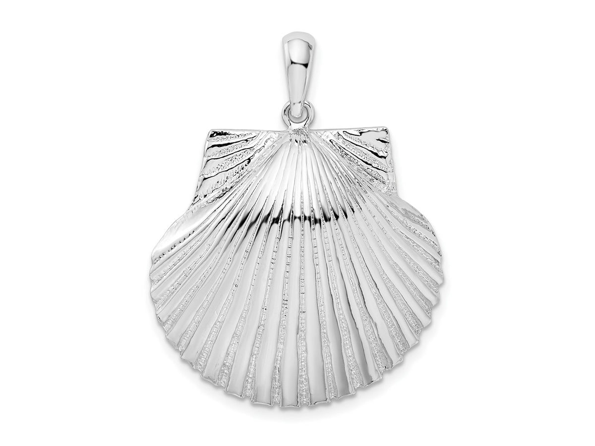 FJC Finejewelers 925 Sterling Silver Rhodium Plated Polished/Textured Scallop Shell Charm 34 x 26 mm