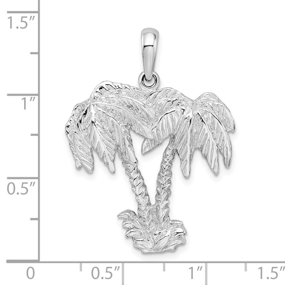 FJC Finejewelers 925 Sterling Silver Polished/Textured Double Palm Tree Charm 34 x 25 mm