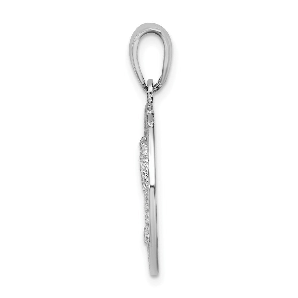 FJC Finejewelers 925 Sterling Silver Rhodium Plated Hilton Head with Palm Tree Round Charm 27 x 18 mm