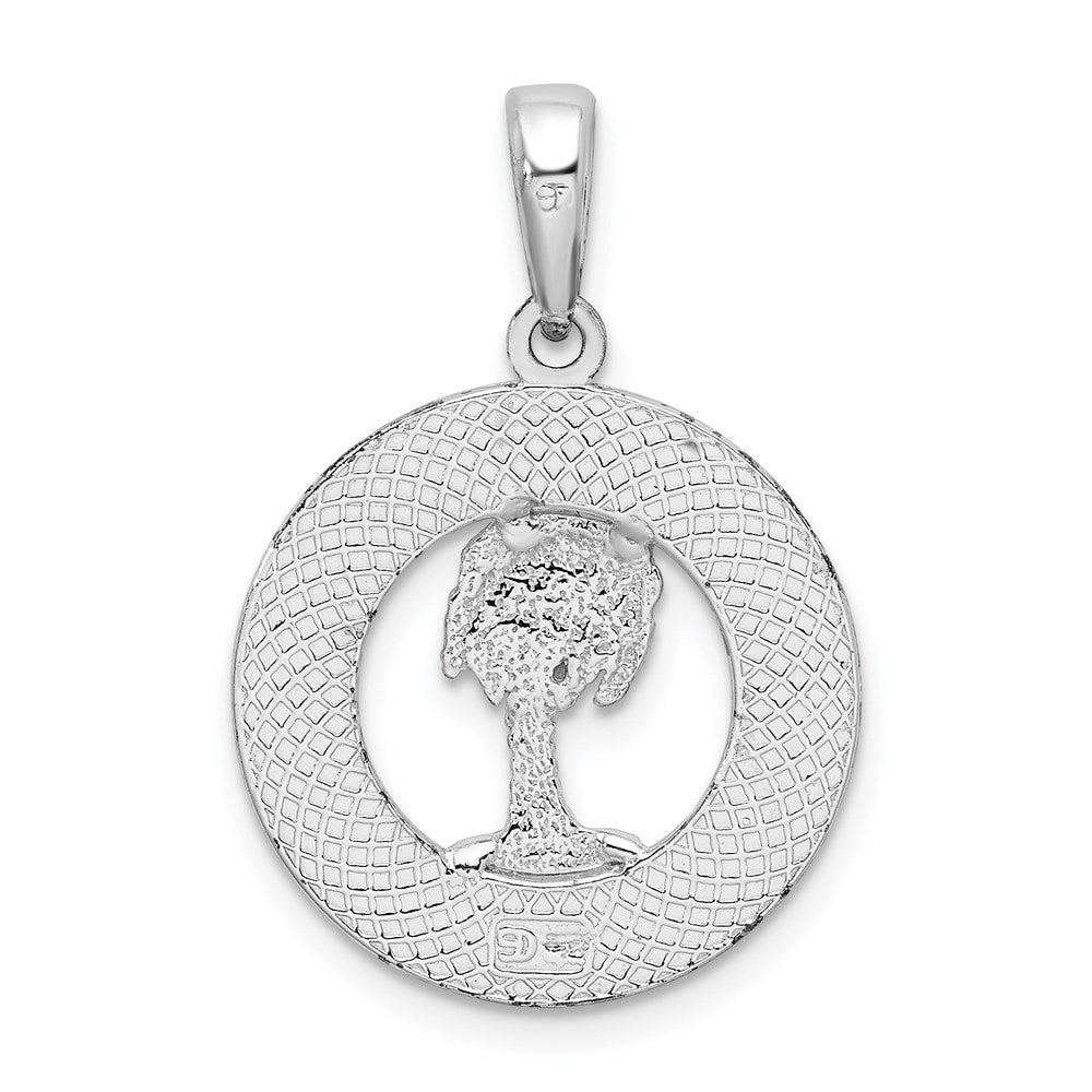 FJC Finejewelers 925 Sterling Silver Rhodium Plated Hilton Head with Palm Tree Round Charm 27 x 18 mm