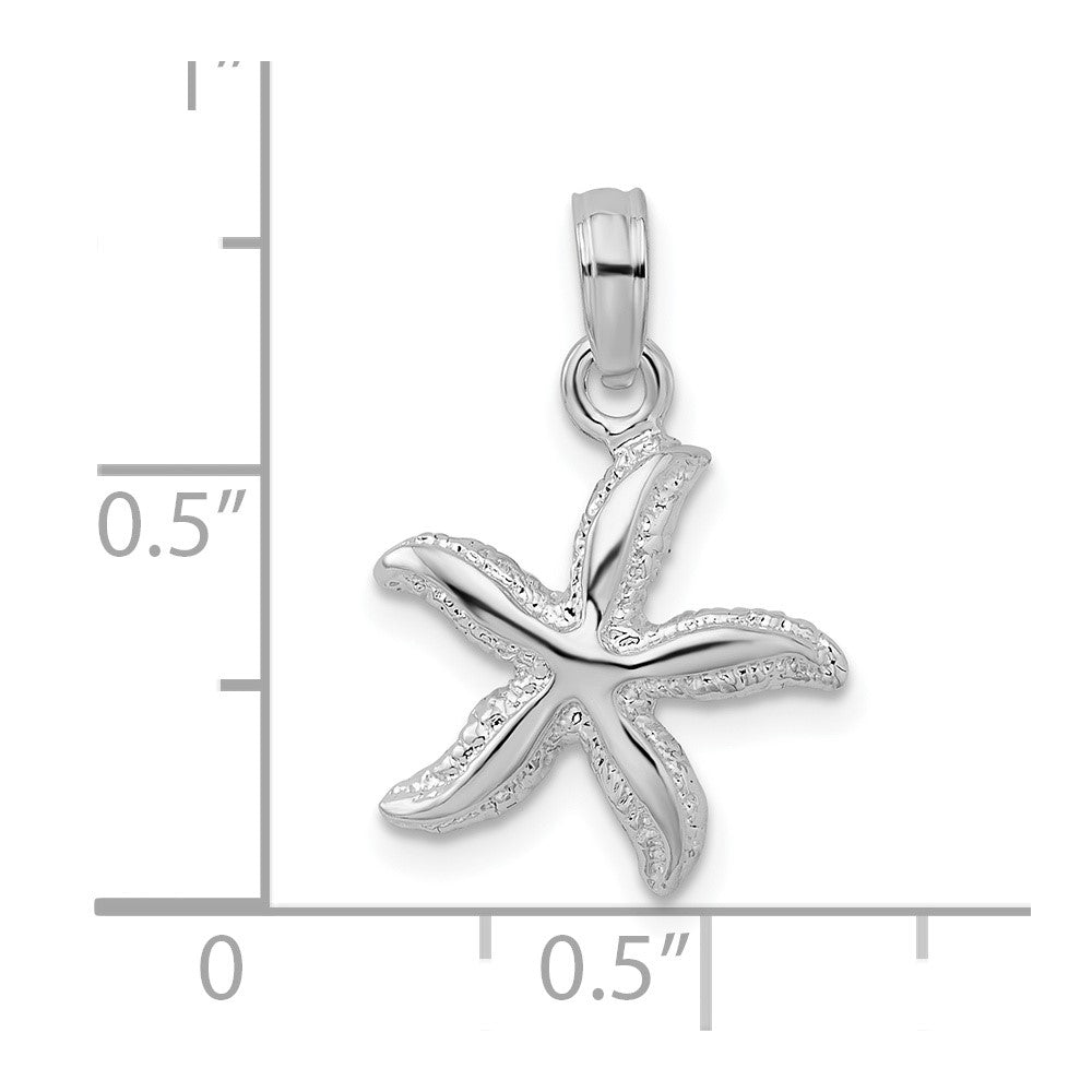 FJC Finejewelers 925 Sterling Silver Rhodium Plated Polished/Textured Small Starfish Charm 20 x 13 mm