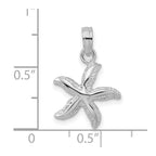 FJC Finejewelers 925 Sterling Silver Rhodium Plated Polished/Textured Small Starfish Charm 20 x 13 mm