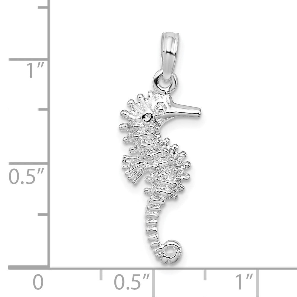FJC Finejewelers 925 Sterling Silver Rhodium Plated Polished/Textured 3D Seahorse Charm 28 x 10 mm