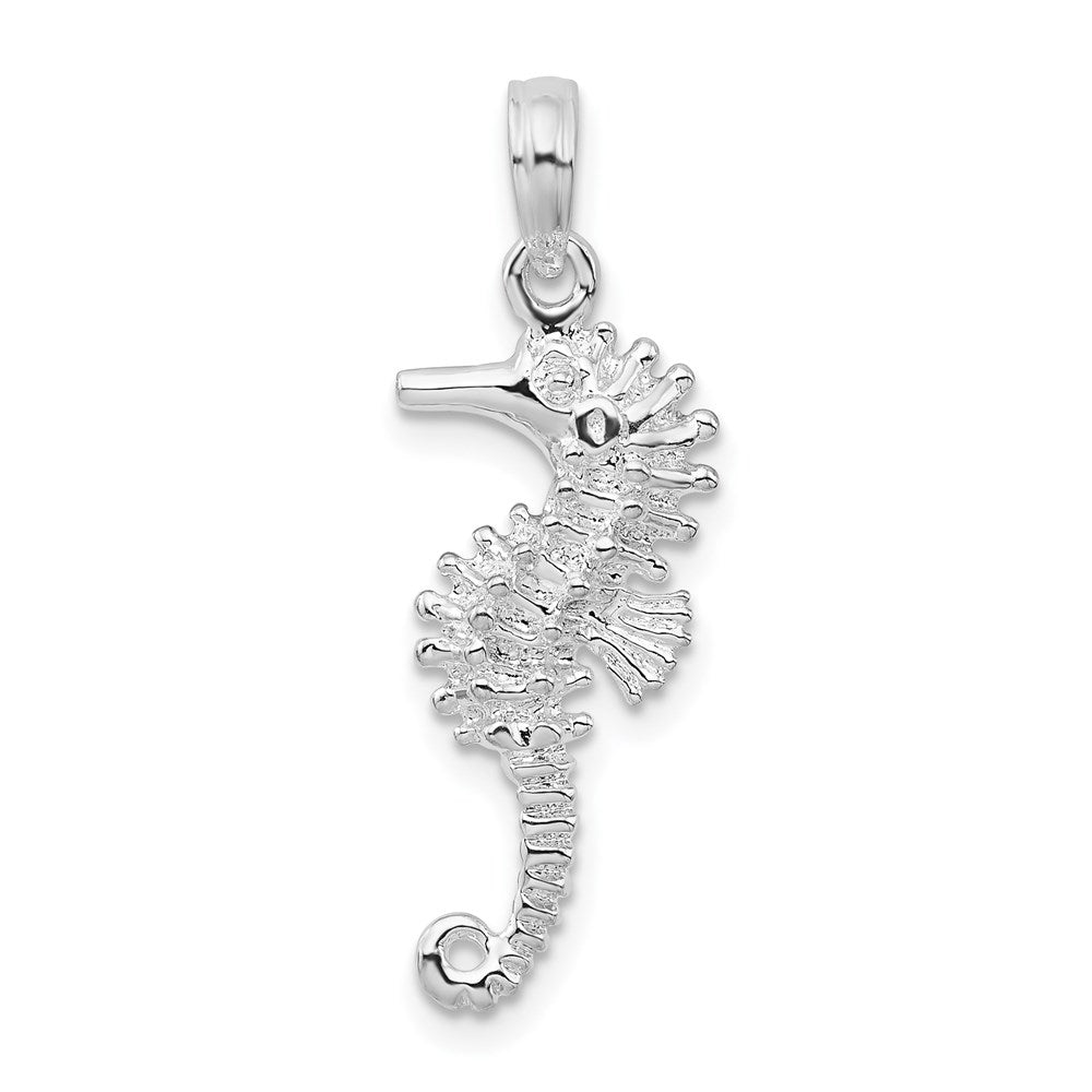 FJC Finejewelers 925 Sterling Silver Rhodium Plated Polished/Textured 3D Seahorse Charm 28 x 10 mm