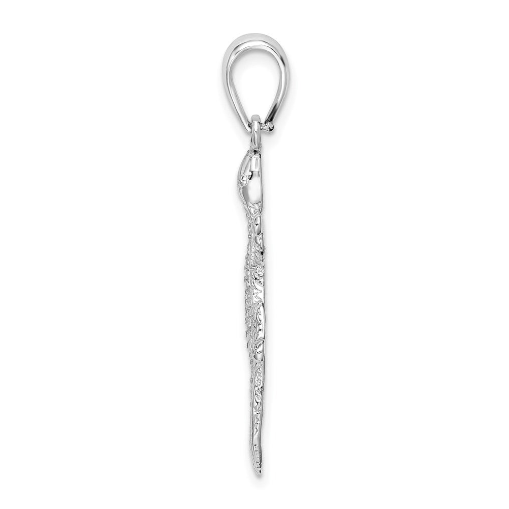 FJC Finejewelers 925 Sterling Silver Rhodium Plated Polished/Textured Gecko Charm 35 x 14 mm