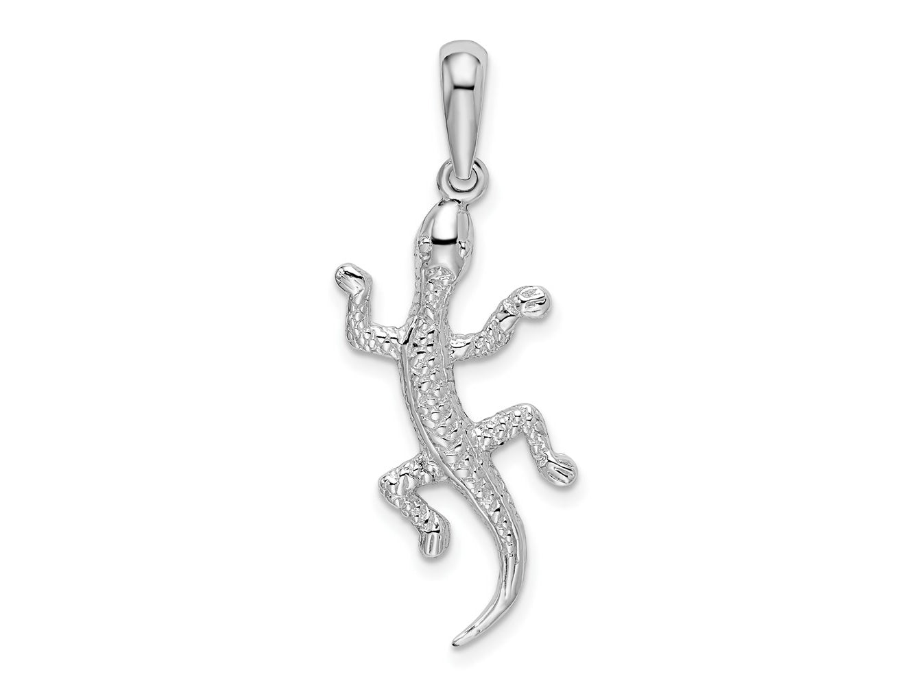 FJC Finejewelers 925 Sterling Silver Rhodium Plated Polished/Textured Gecko Charm 35 x 14 mm