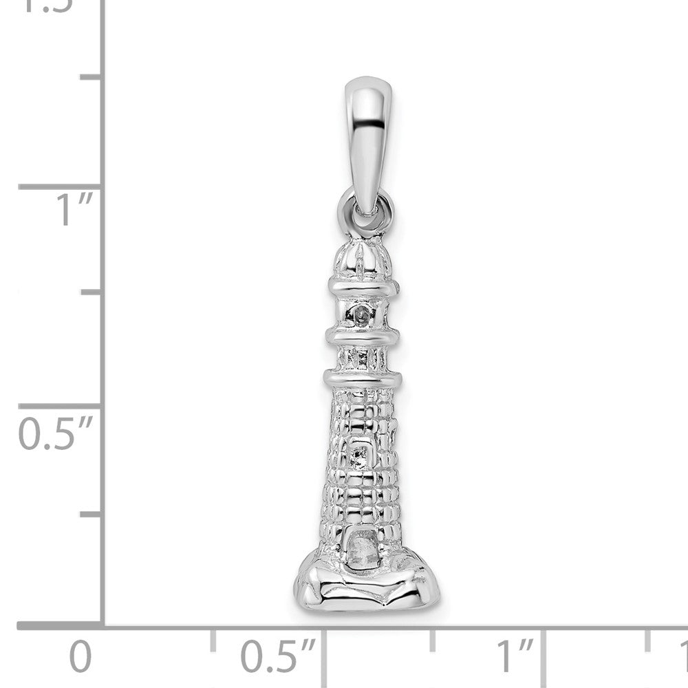 FJC Finejewelers 925 Sterling Silver Rhodium Plated Polished/Textured 3D Lighthouse Charm 30 x 8 mm