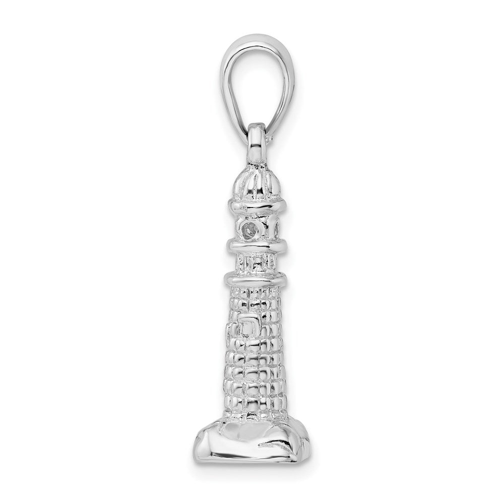 FJC Finejewelers 925 Sterling Silver Rhodium Plated Polished/Textured 3D Lighthouse Charm 30 x 8 mm
