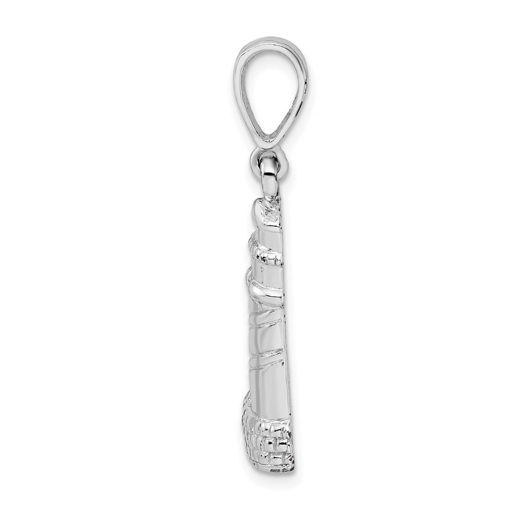 FJC Finejewelers 925 Sterling Silver Rhodium Plated Polished/Textured Lighthouse Charm 34 x 11 mm