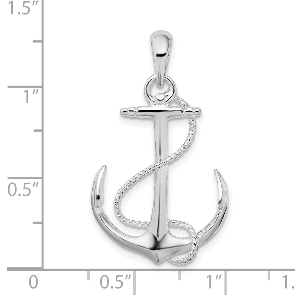 FJC Finejewelers 925 Sterling Silver Rhodium Plated Polished 3D Anchor with Rope Charm 32 x 18 mm