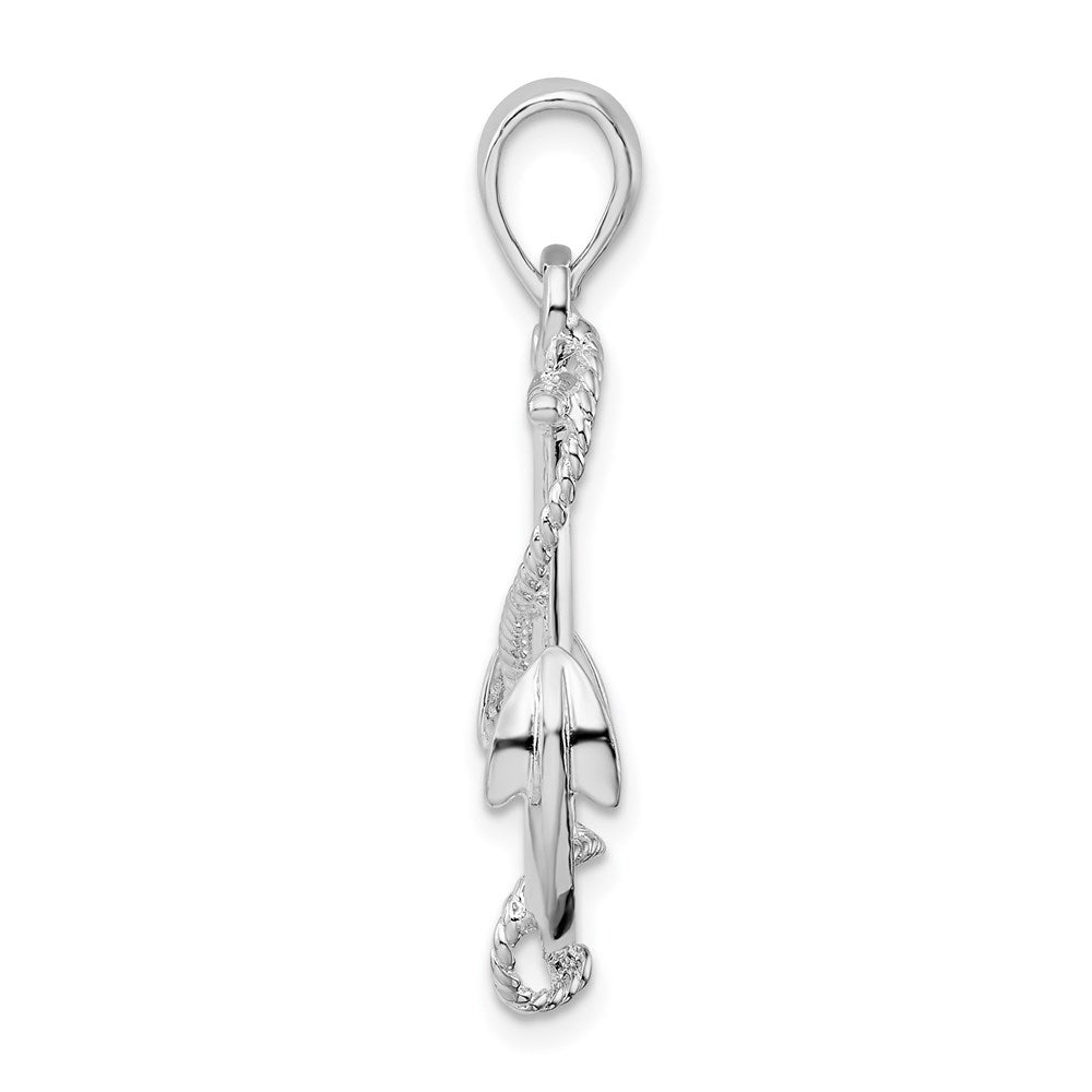 FJC Finejewelers 925 Sterling Silver Rhodium Plated Polished 3D Anchor with Rope Charm 32 x 18 mm