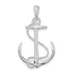 FJC Finejewelers 925 Sterling Silver Rhodium Plated Polished 3D Anchor with Rope Charm 32 x 18 mm