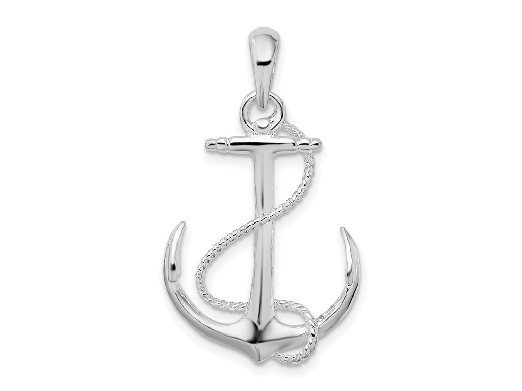 FJC Finejewelers 925 Sterling Silver Rhodium Plated Polished 3D Anchor with Rope Charm 32 x 18 mm
