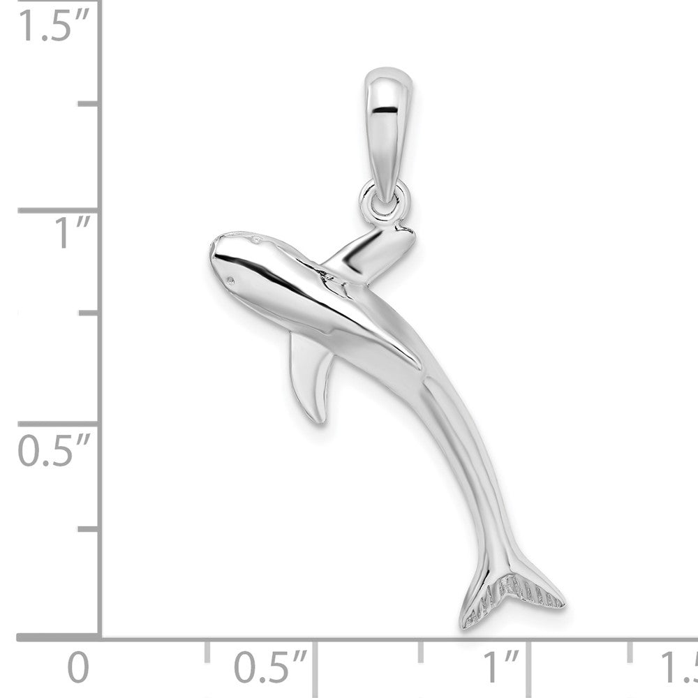 FJC Finejewelers 925 Sterling Silver Rhodium Plated Polished 3D Blue Shark Charm 33 x 12 mm