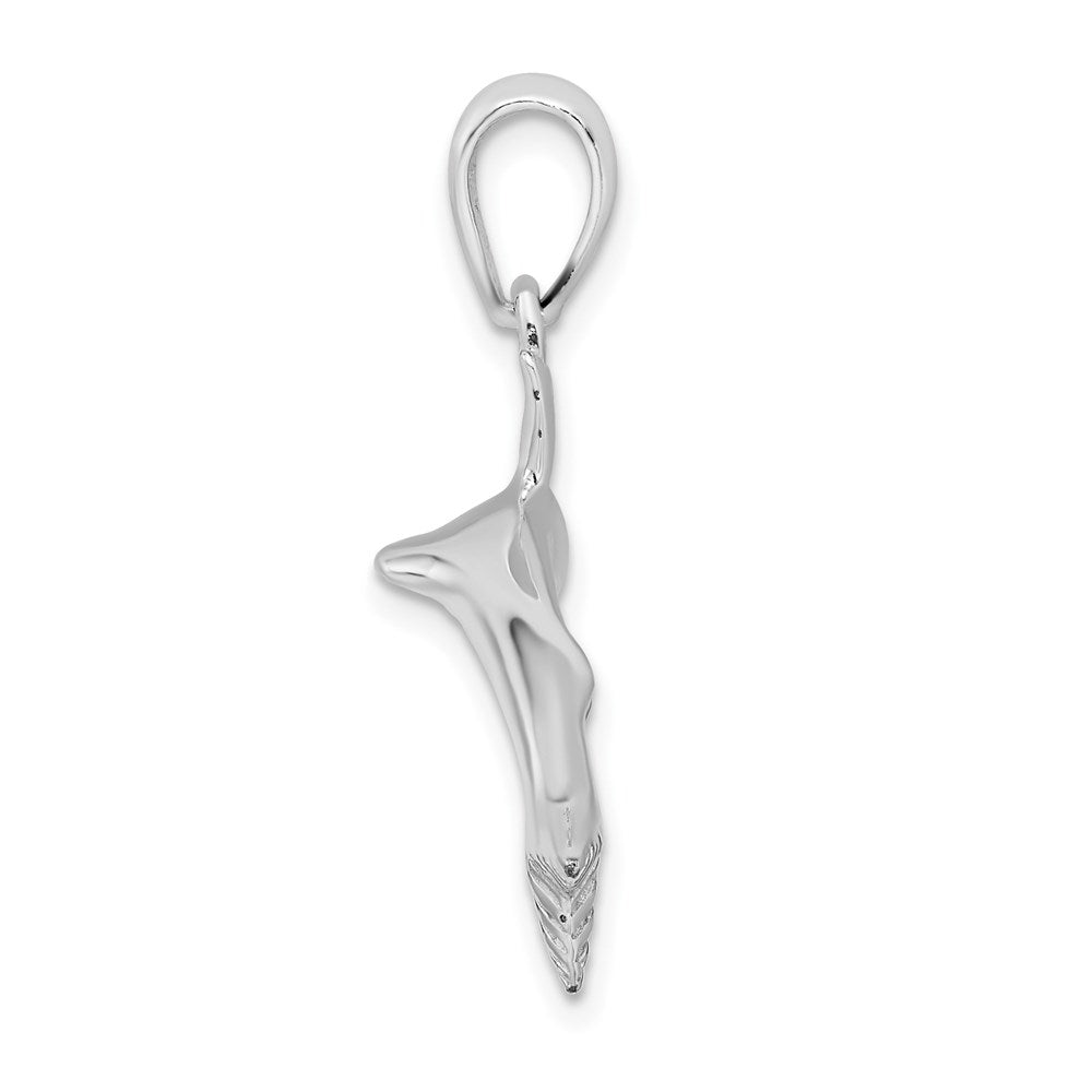 FJC Finejewelers 925 Sterling Silver Rhodium Plated Polished 3D Blue Shark Charm 33 x 12 mm