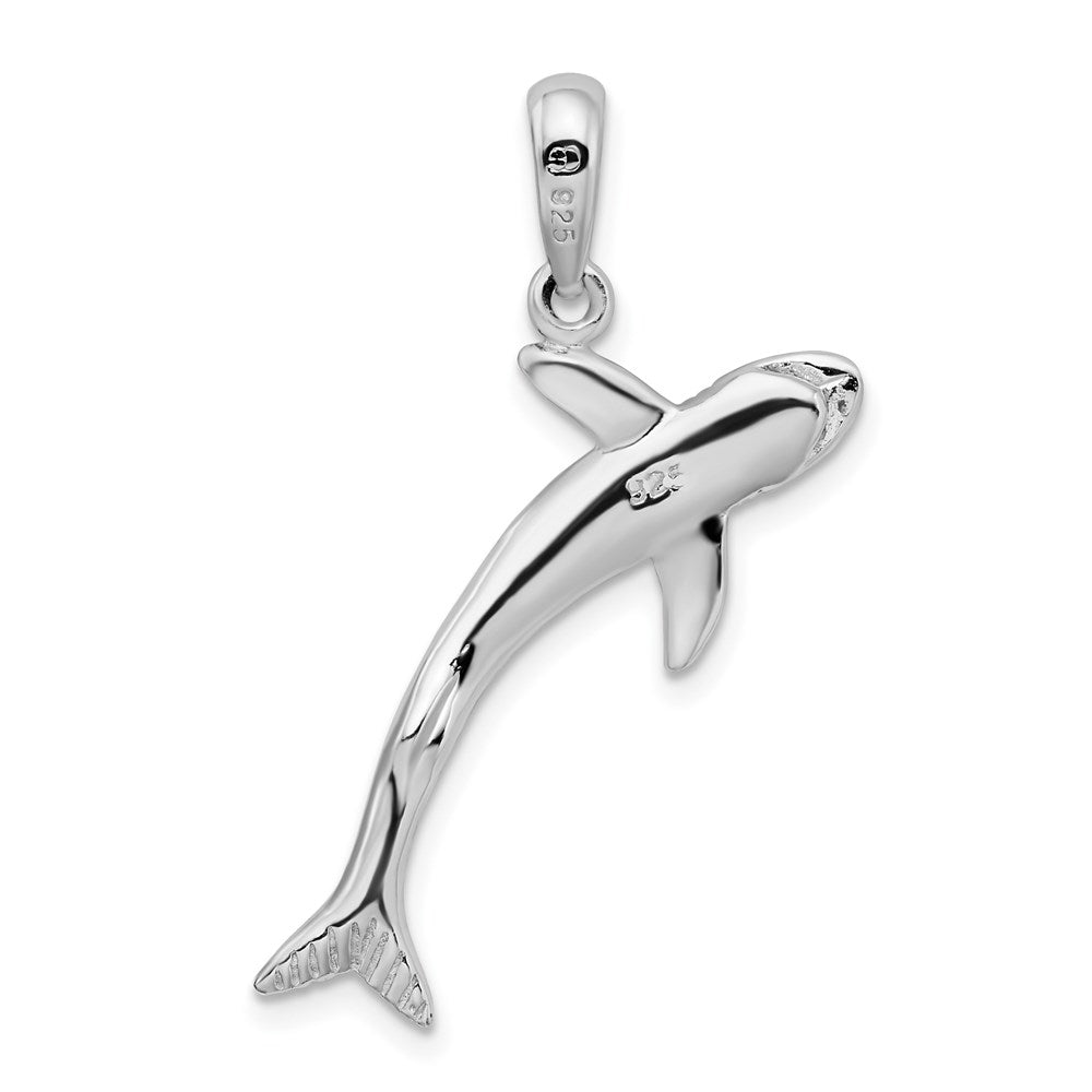 FJC Finejewelers 925 Sterling Silver Rhodium Plated Polished 3D Blue Shark Charm 33 x 12 mm