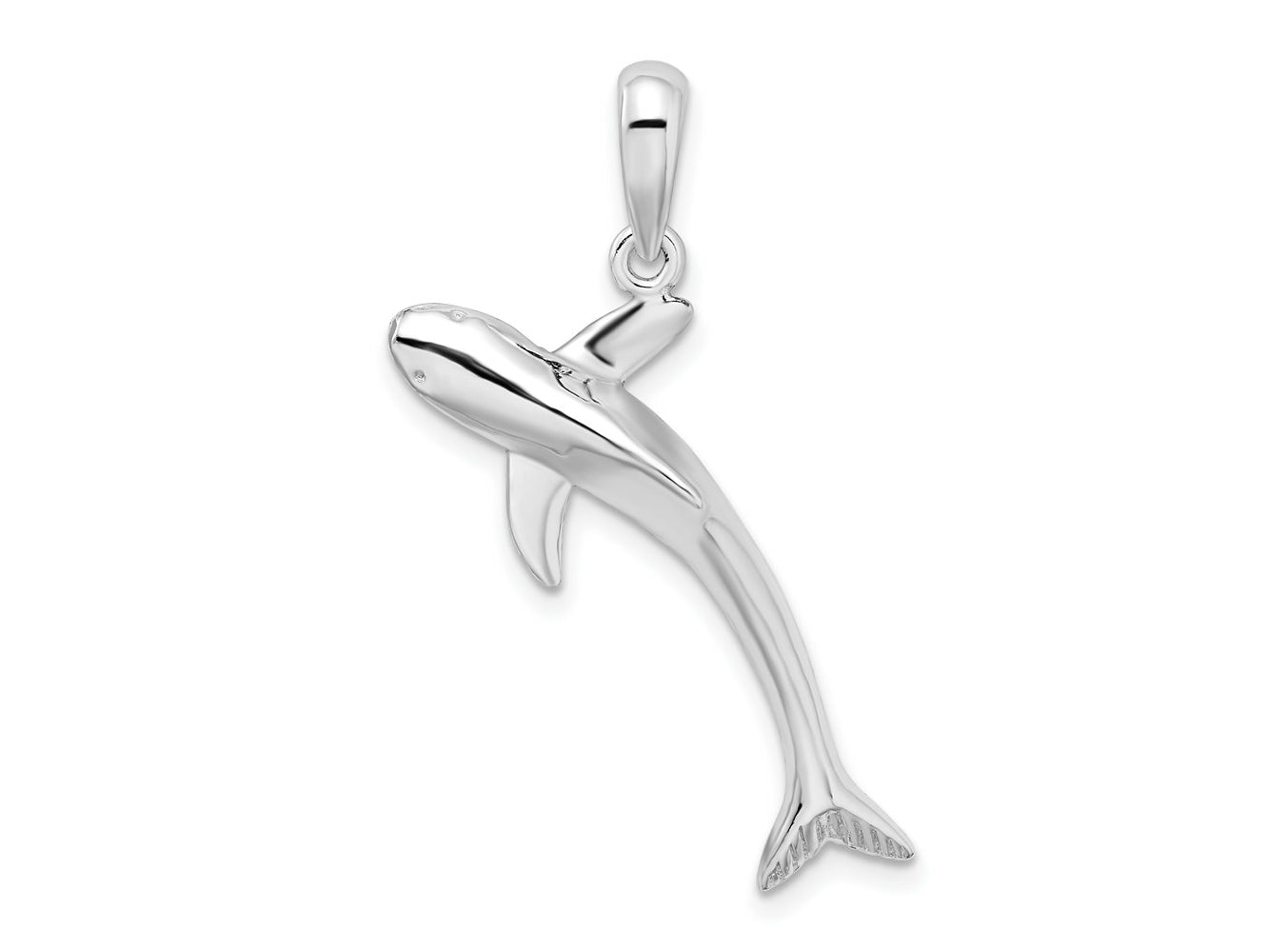FJC Finejewelers 925 Sterling Silver Rhodium Plated Polished 3D Blue Shark Charm 33 x 12 mm