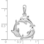 FJC Finejewelers 925 Sterling Silver Rhodium Plated Polished 3 Dolphin Circle Charm 27 x 20 mm