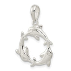 FJC Finejewelers 925 Sterling Silver Rhodium Plated Polished 3 Dolphin Circle Charm 27 x 20 mm