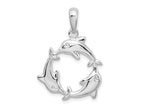 FJC Finejewelers 925 Sterling Silver Rhodium Plated Polished 3 Dolphin Circle Charm 27 x 20 mm