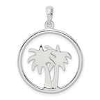FJC Finejewelers 925 Sterling Silver Rhodium Plated Polished Double Palm Tree Circle Charm 30 x 22 mm