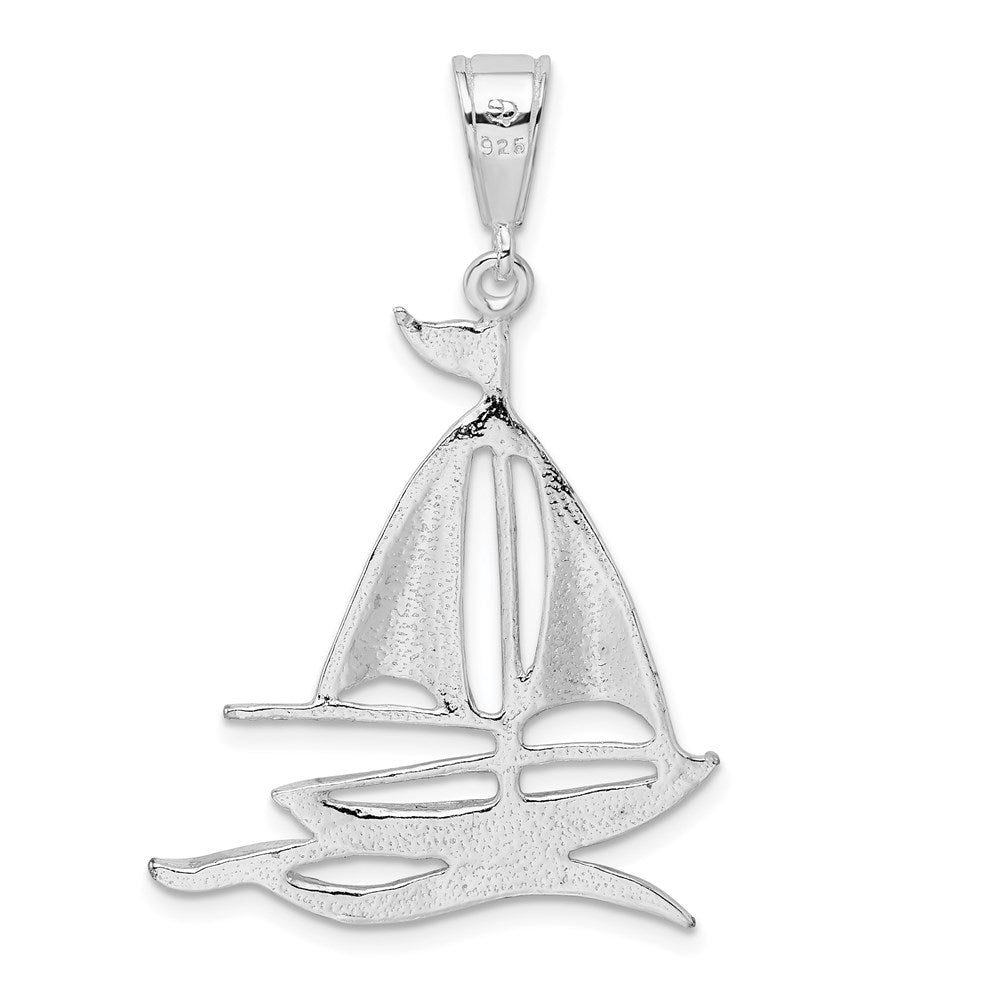 FJC Finejewelers 925 Sterling Silver d Polished/Textured Sailboat on Water Charm 41 x 26 mm