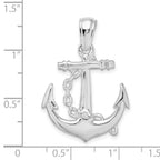 FJC Finejewelers 925 Sterling Silver Rhodium Plated Polished 3D Anchor with Chain Charm 32 x 22 mm