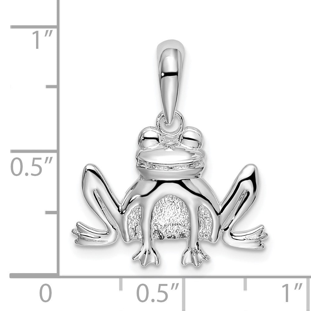 FJC Finejewelers 925 Sterling Silver Rhodium Plated Polished/Textured Sitting Frog Charm 23 x 20 mm