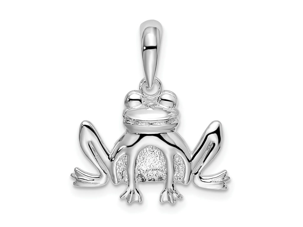 FJC Finejewelers 925 Sterling Silver Rhodium Plated Polished/Textured Sitting Frog Charm 23 x 20 mm