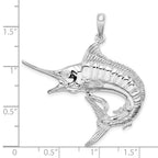 FJC Finejewelers 925 Sterling Silver Rhodium Plated Polished/Textured Marlin Fish Charm 42 x 40 mm
