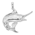 FJC Finejewelers 925 Sterling Silver Rhodium Plated Polished/Textured Marlin Fish Charm 42 x 40 mm