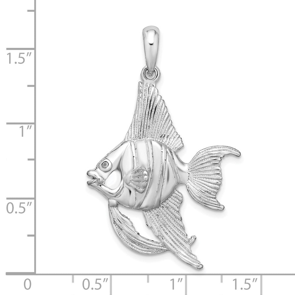 FJC Finejewelers 925 Sterling Silver Rhodium Plated Polished/Textured 3D Angel Fish Charm 41 x 25 mm