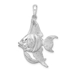 FJC Finejewelers 925 Sterling Silver Rhodium Plated Polished/Textured 3D Angel Fish Charm 41 x 25 mm