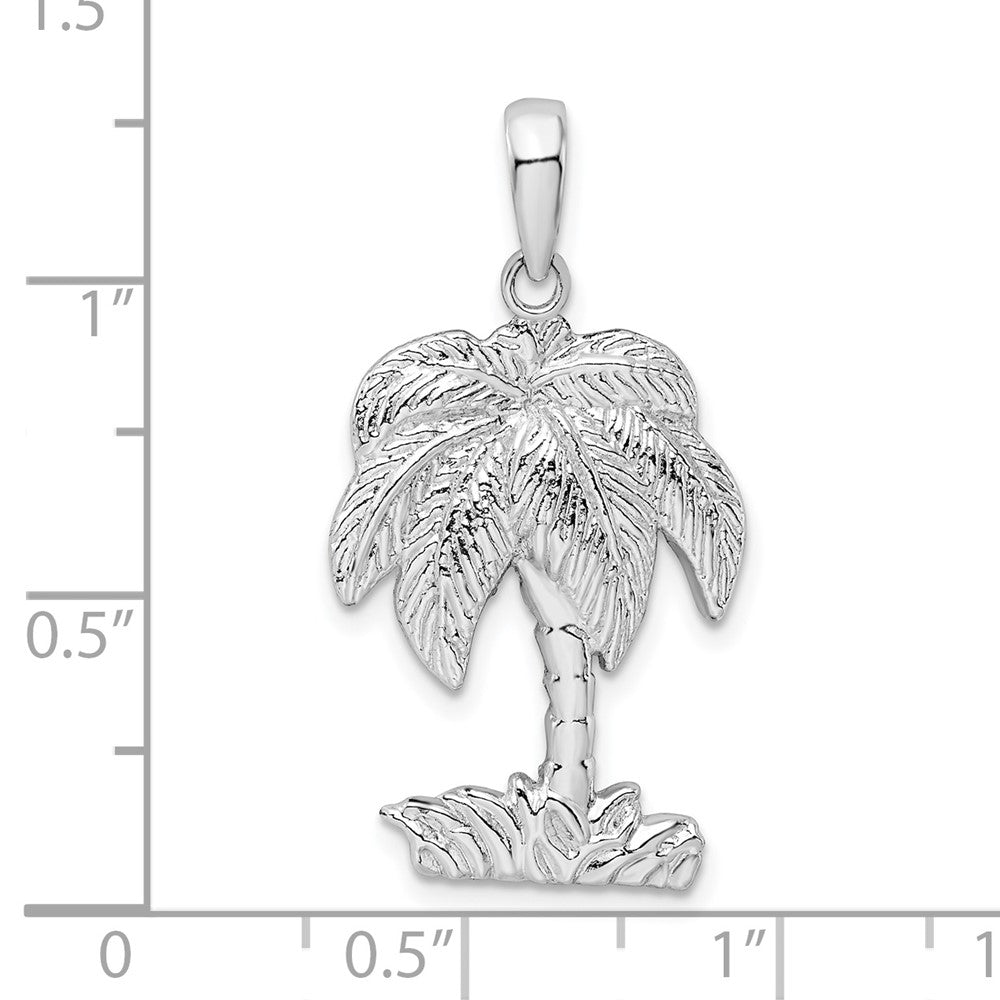 FJC Finejewelers 925 Sterling Silver Rhodium Plated Polished/Textured Palm Tree Charm 31 x 16 mm